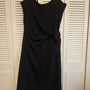 Cider Black Midi Dress with Side Knot